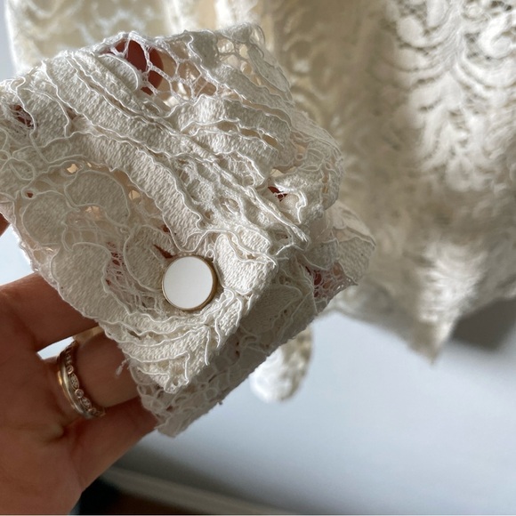 ZARA Cream Ivory Lace Button Down Polo Jacket size XS - Picture 7 of 11